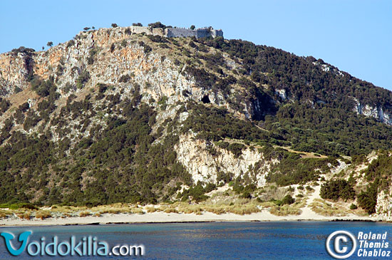 Paliokastro and the Nestor cave (View From Voidokilia Beach)